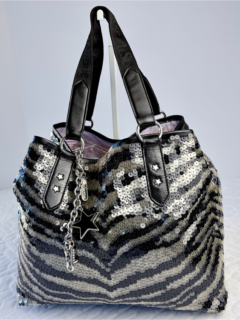 Vintage 2001 LeSportsac Remix NWT Limited edition Remix Zebra Sequin  Hobo bag